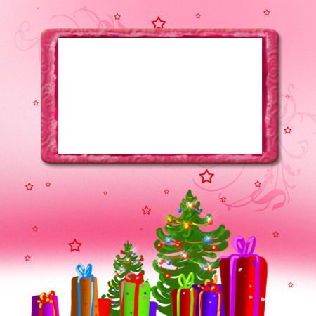 Pink Christmas Photo Frame Card
