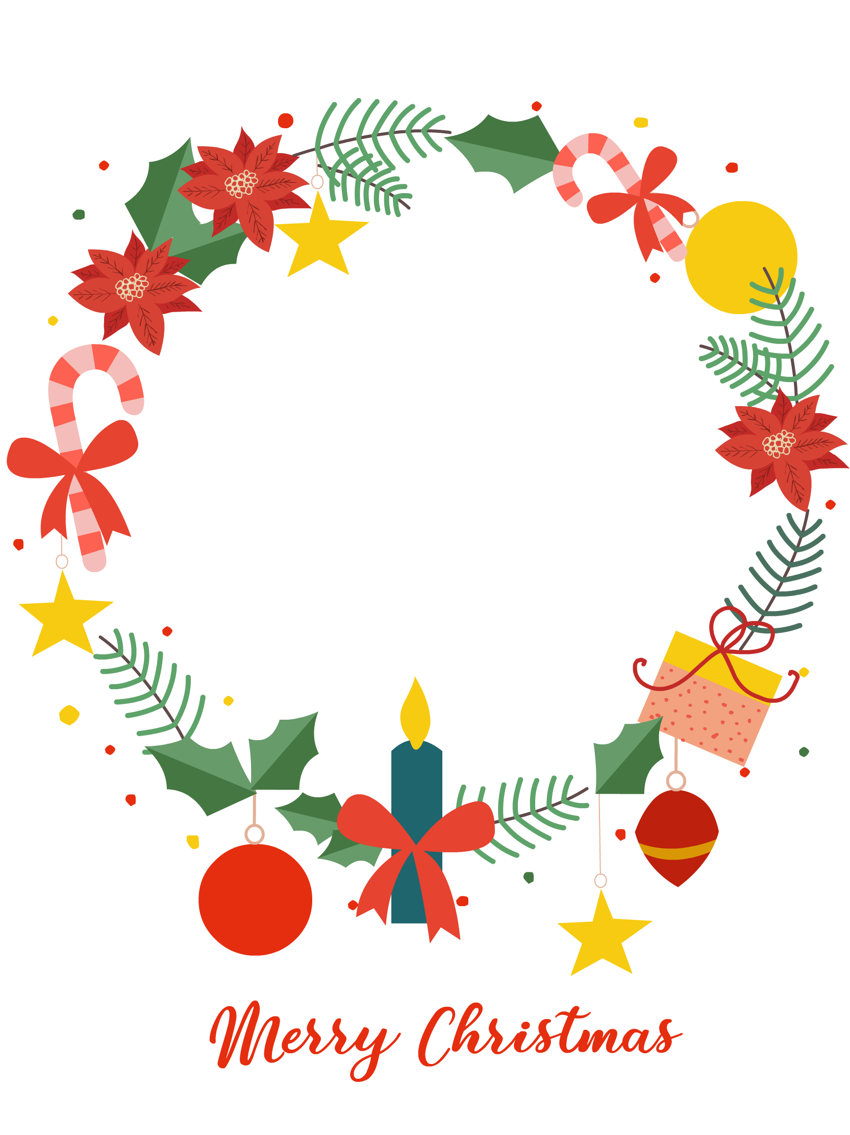 Merry Christmas Photo Card with Festive Decorations