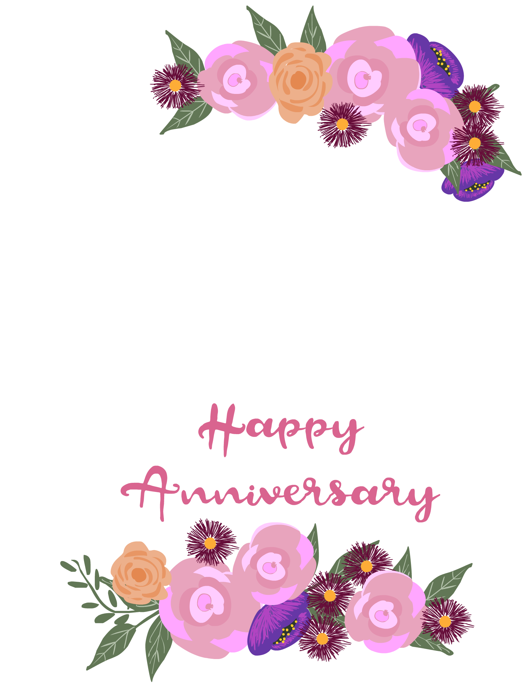 Happy Anniversary Floral Photo Card