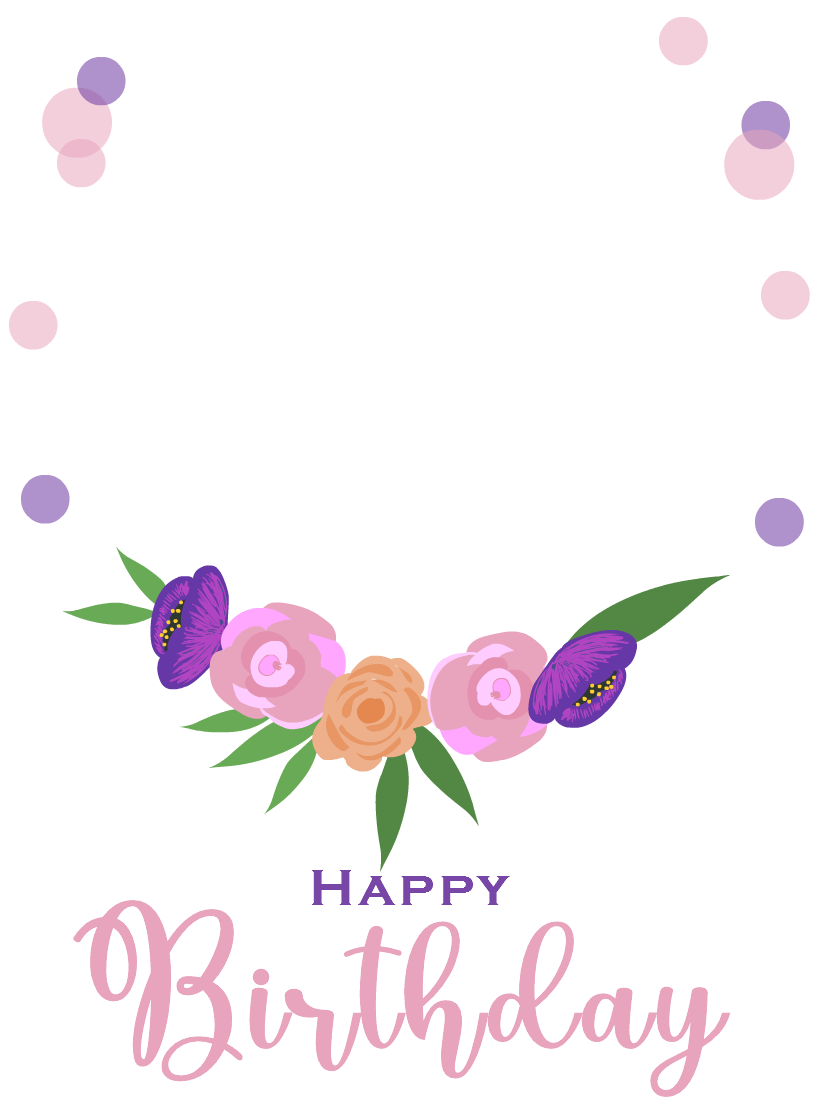 Floral Circle Birthday Photo Card