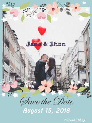 Floral Save the Date Wedding Card