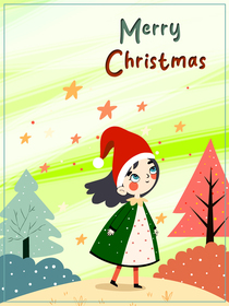 Merry Christmas Festive Girl Card