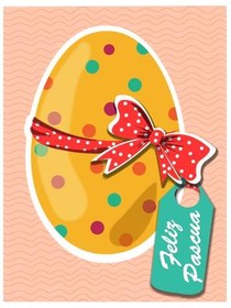 Happy Easter Egg with Red Bow