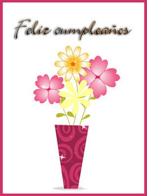 Feliz Cumpleaños Flowers Birthday Card