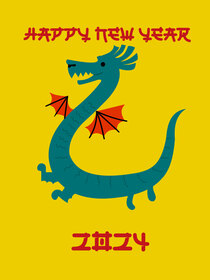 Happy New Year Dragon Card 2024