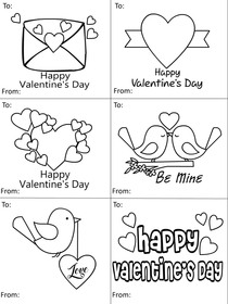 Valentine's Day Greeting Cards Coloring Page